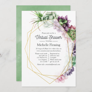 Watercolor Succulent Geometric Virtual Baby Shower Invitation