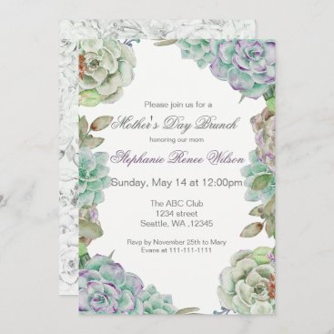 Watercolor Succulent Mother's Day Brunch Invites