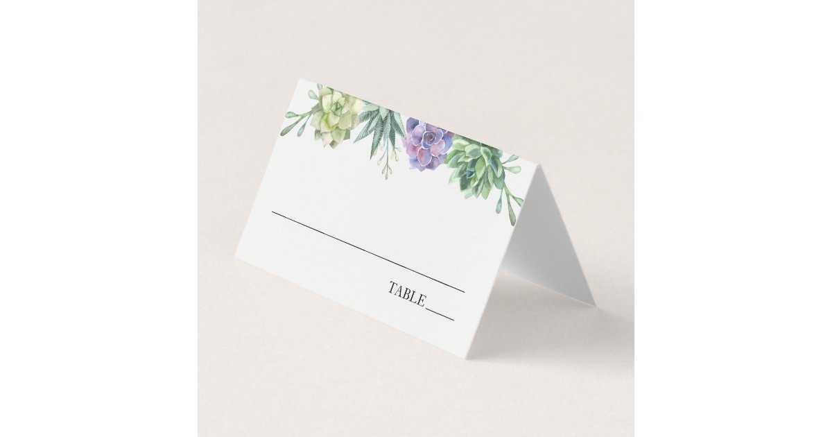 Watercolor Succulent Name Place Cards Zazzle Com