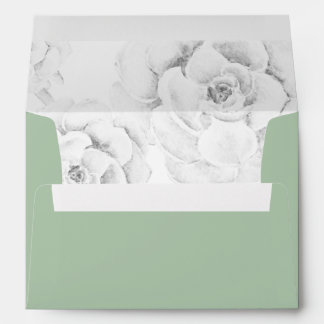 watercolor succulent peach roses wedding envelope
