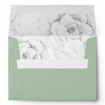 watercolor succulent peach roses wedding envelope