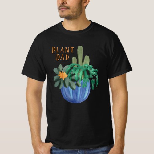 Watercolor Succulent Plant Dad T_Shirt