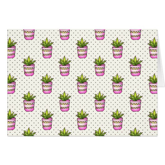 Watercolor Succulent Polka Dot Pattern Cards (Front Horizontal)