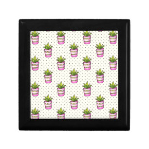 Watercolor Succulent Polka Dot Pattern Gift Box