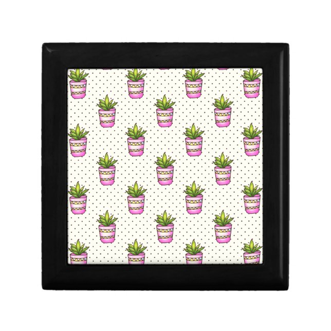 Watercolor Succulent Polka Dot Pattern Gift Box (Front)