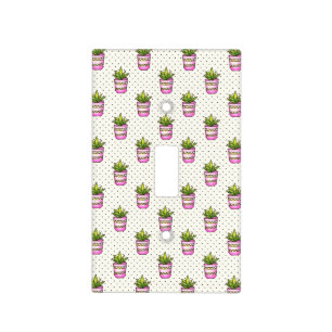 Watercolor Succulent Polka Dot Pattern Light Switch Cover