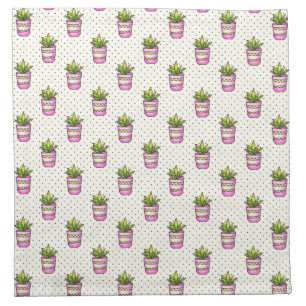 Watercolor Succulent Polka Dot Pattern Napkin