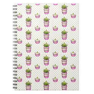 Watercolor Succulent Polka Dot Pattern Notebook