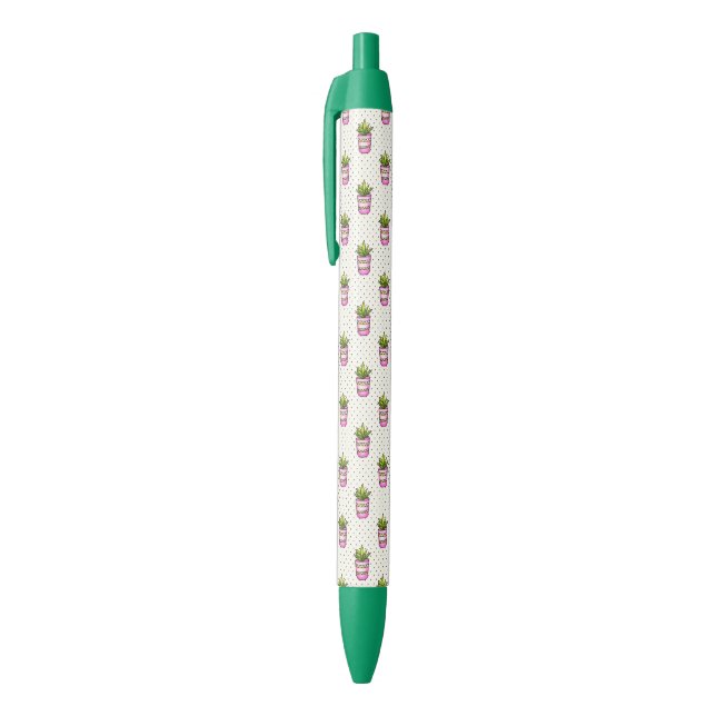 Watercolor Succulent Polka Dot Pattern Pen (Top (Vertical))