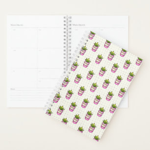 Watercolor Succulent Polka Dot Pattern Planner