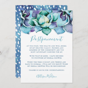 Watercolor Succulent Postponement Invitation