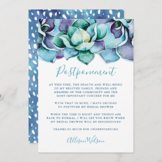 Watercolor Succulent Postponement Invitation