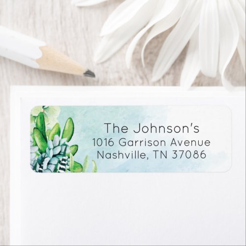 Watercolor Succulent Return Address Label