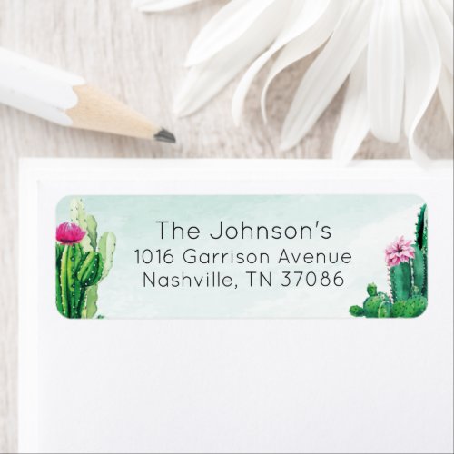 Watercolor Succulent Return Address Label