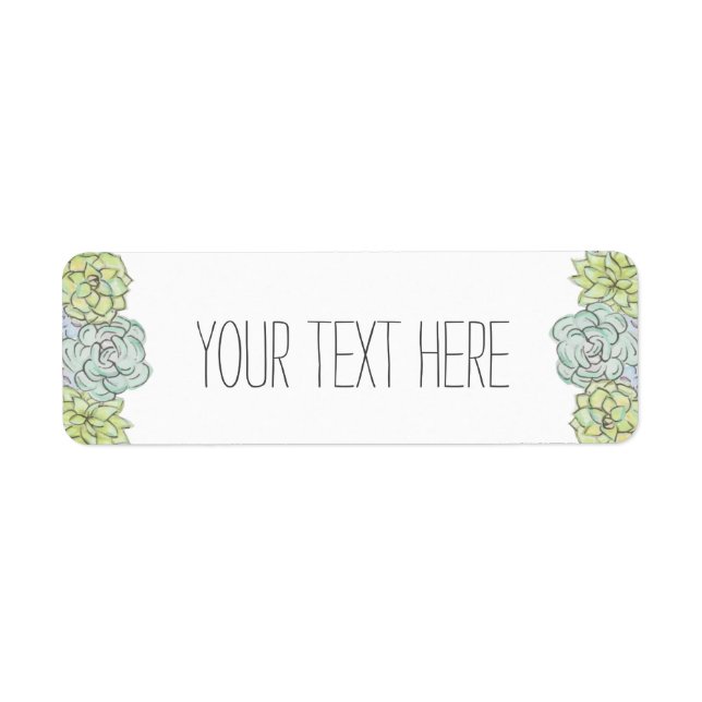 Watercolor Succulent Shabby Chic Bohemian Floral Label (Front)
