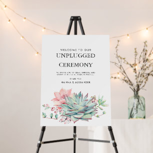 Watercolor Succulent Unplugged Wedding Ceremony Foam Board