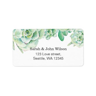 watercolor succulent wedding address label
