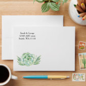 watercolor succulent wedding envelope (Desk)