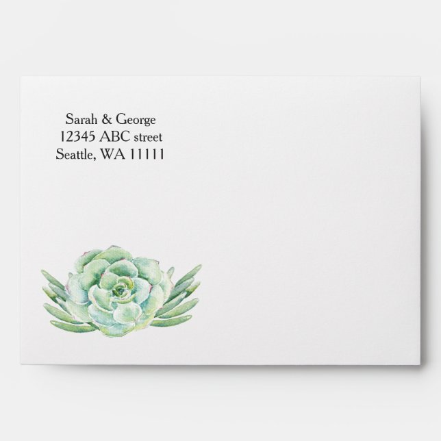 watercolor succulent wedding envelope (Front)