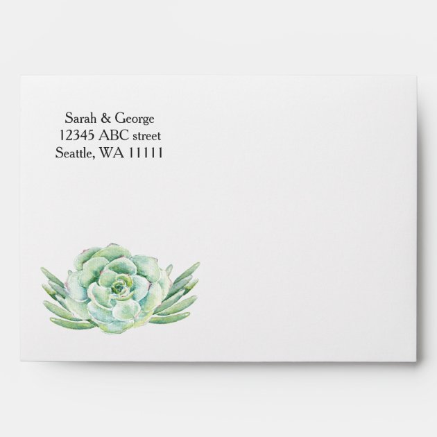 Watercolor Succulent Wedding Envelope