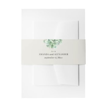 Watercolor Succulent Wedding. Floral Cactus Invitation Belly Band by RemioniArt at Zazzle