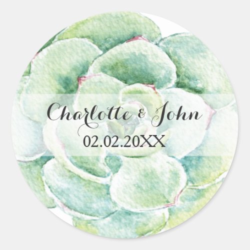 watercolor succulent wedding floral stickers