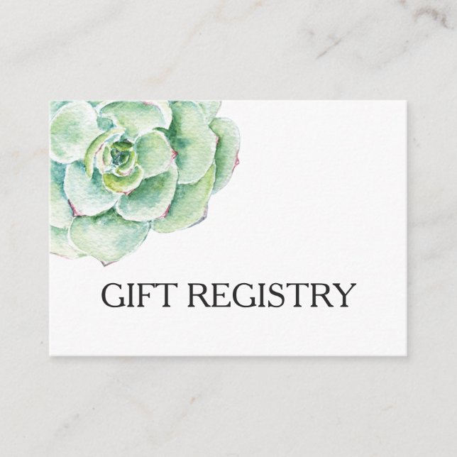 watercolor succulent wedding gift registry enclosure card (Front)