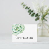 watercolor succulent wedding gift registry enclosure card (Standing Front)