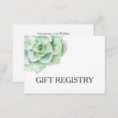 watercolor succulent wedding gift registry enclosure card (Front/Back)
