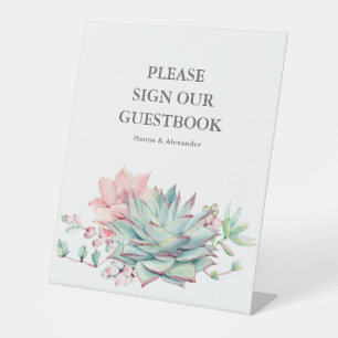 Watercolor Succulent Wedding Guest Book Sign