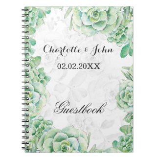 watercolor succulent wedding Guestbook Notebook