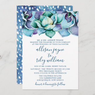 Watercolor Succulent Wedding Invitation