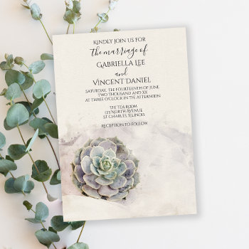 Watercolor Succulent Wedding Invitation by loraseverson at Zazzle