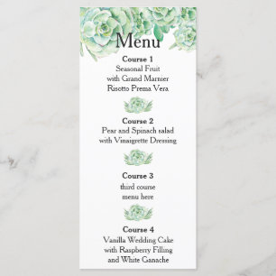 watercolor succulent wedding menu