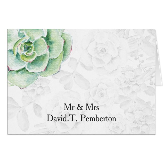 watercolor succulent Wedding Place Cards (Front Horizontal)