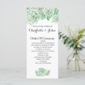 watercolor succulent wedding programs (Standing Front)