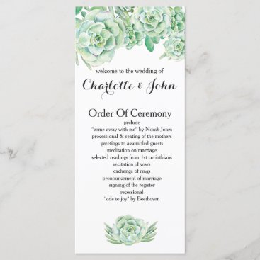 watercolor succulent wedding programs