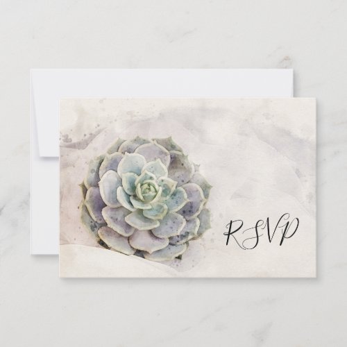 Watercolor Succulent Wedding RSVP Card