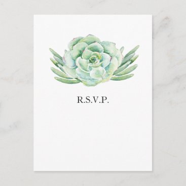 watercolor succulent wedding rsvp invitation postcard