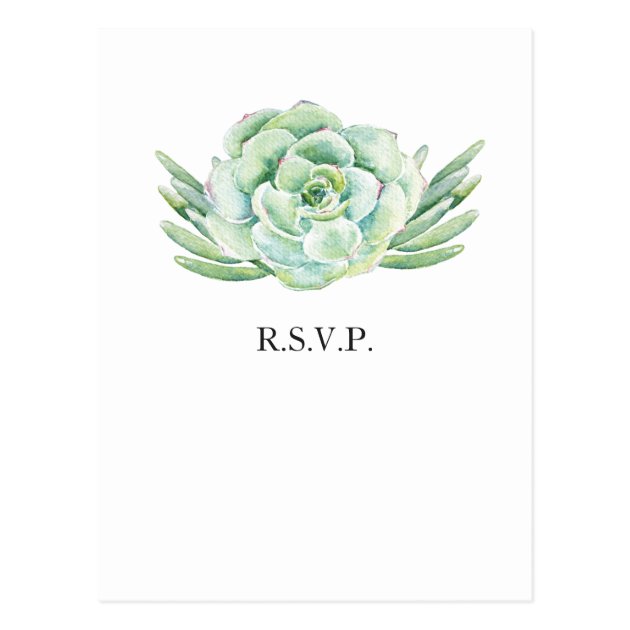 Watercolor Succulent Wedding Rsvp Postcard