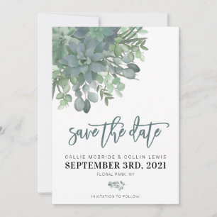 Watercolor Succulent Wedding Save the Date