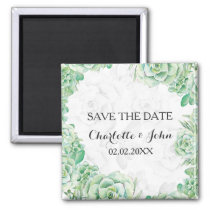 watercolor succulent wedding save the Date Magnet