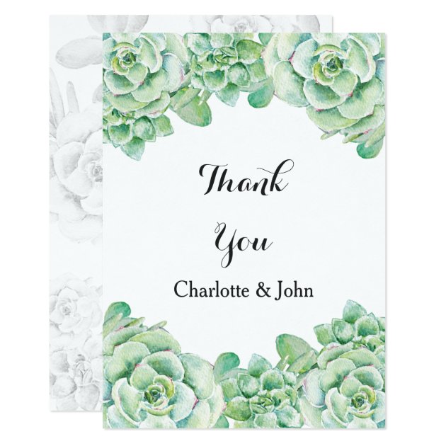 Watercolor Succulent Wedding Thank You Card