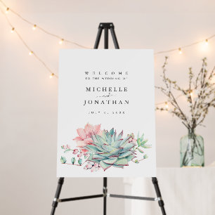 Watercolor Succulent Wedding Welcome Sign