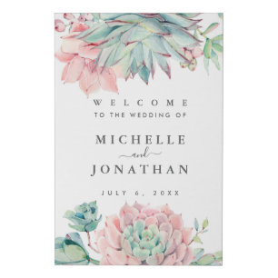 Watercolor Succulent Wedding Welcome Sign