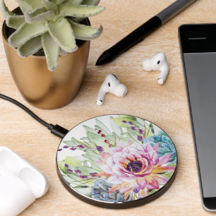 Watercolor Succulent Wireless Charger