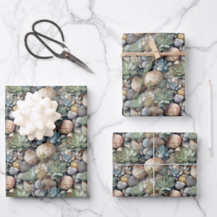 Watercolor Succulent Wrapping Paper Sheets