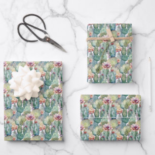 Watercolor Succulent Wrapping Paper Sheets