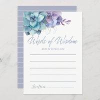 Watercolor Succulents Advice for Mom Baby Shower Invitation