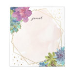 Watercolor Succulents and Gold Frame Personalized Notepad Watercolor Succulents and Gold Frame Personalized Notepad